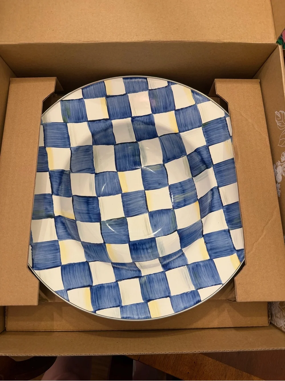 NIB MacKenzie-Childs Royal Check Salad Serving Set